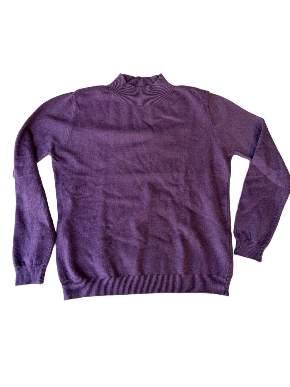 Women's Purple Long Sleeve Mock Neck Cashmere Style Sweater Size S #260373